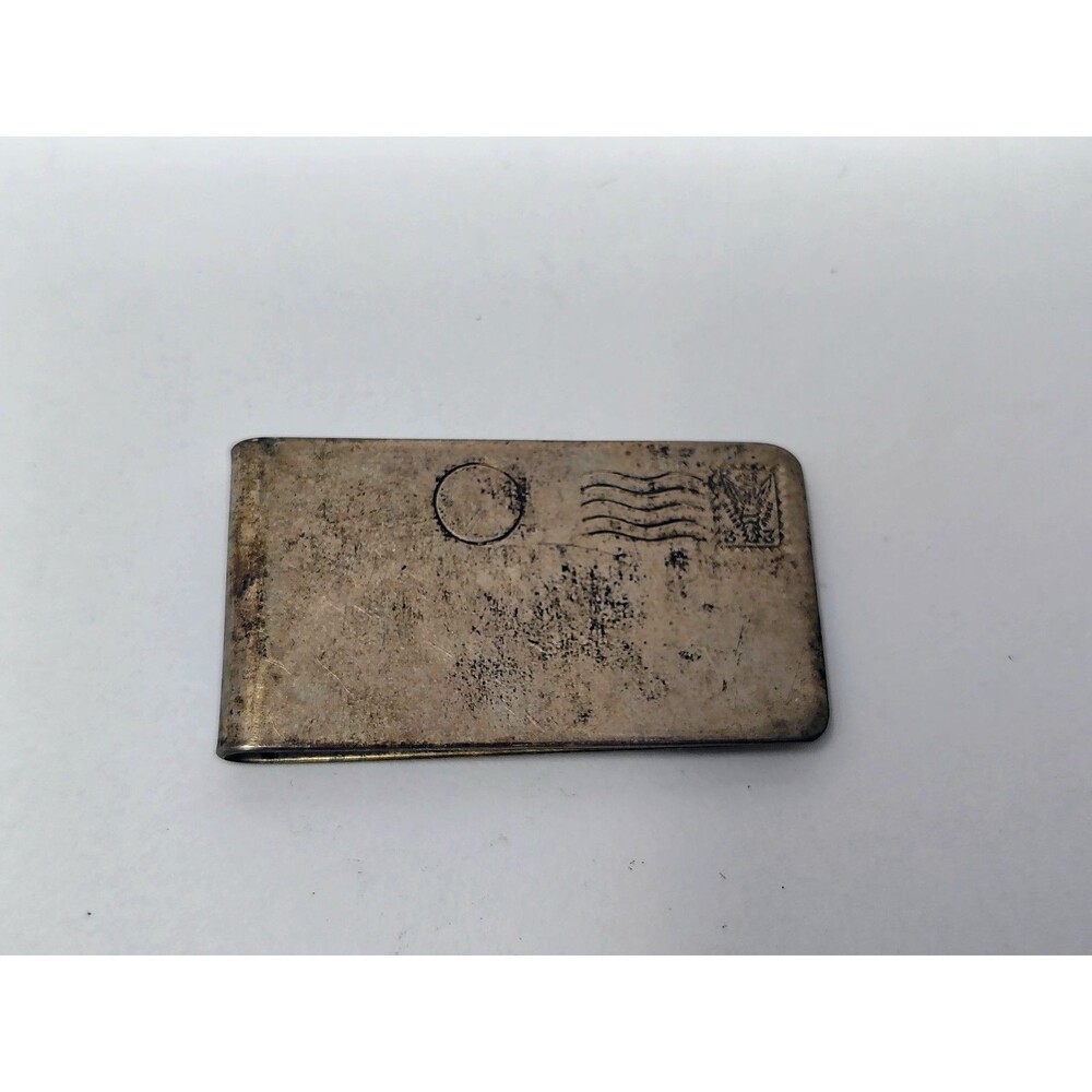 Sterling Silver Money Clip Letter Postage Eagle Stamp Form Mexico Vintage Crown